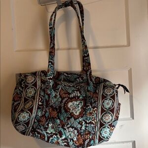 Vera Bradley Quilted Floral Tote Bag in Brown and Teal